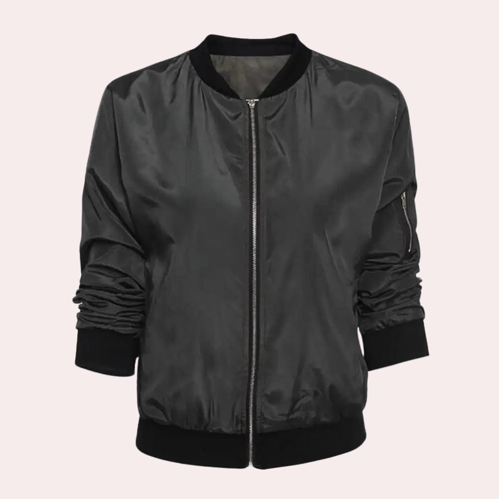 Raya | kurtka zimowa damska elegancka lekka stylowa czarna wełniana Chicveo