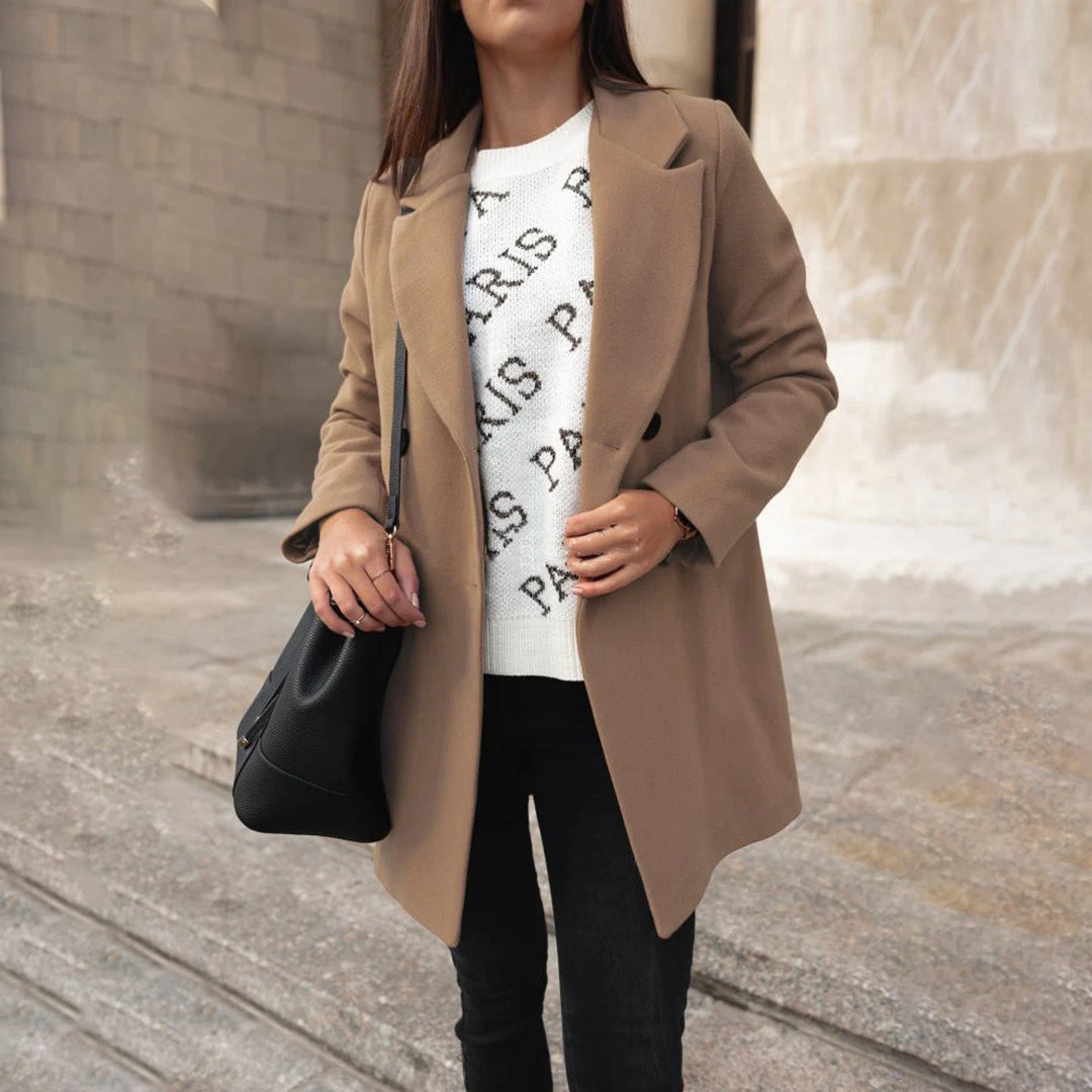 Rhiannon | kurtka zimowa damska stylowa elegancka długa wełniana ciepła Chicveo