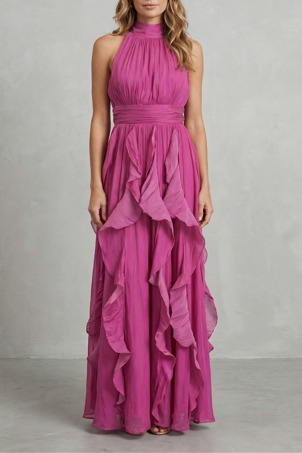 Rosamira – Elegancja z falbanami z szyfonu – Sukienka maxi