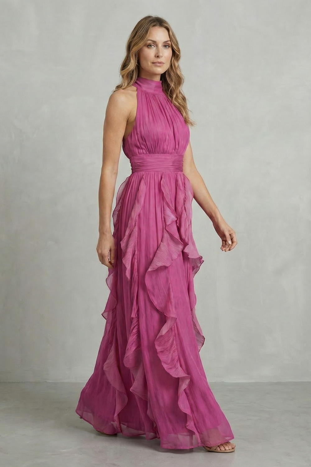 Rosamira – Elegancja z falbanami z szyfonu – Sukienka maxi