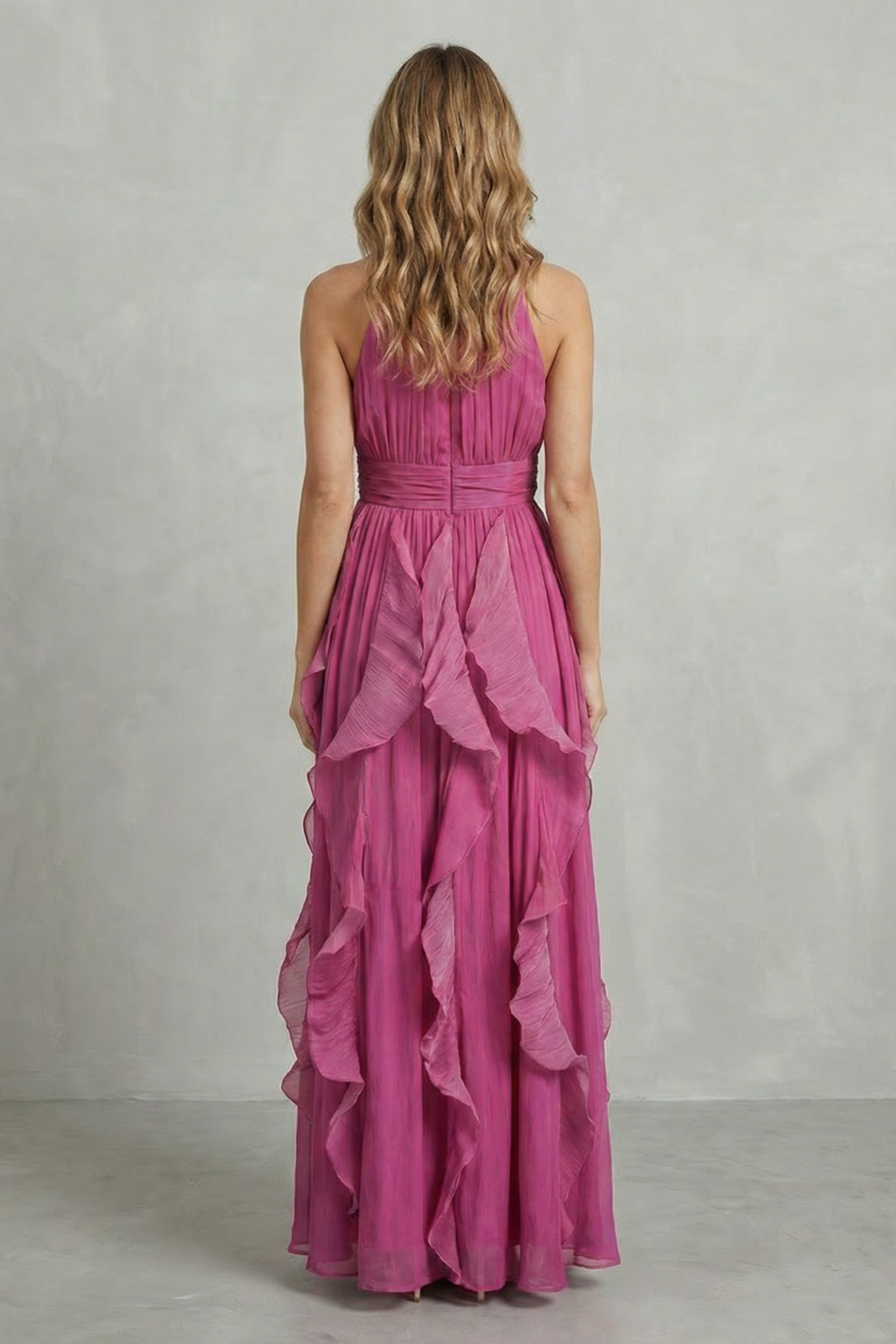 Rosamira – Elegancja z falbanami z szyfonu – Sukienka maxi