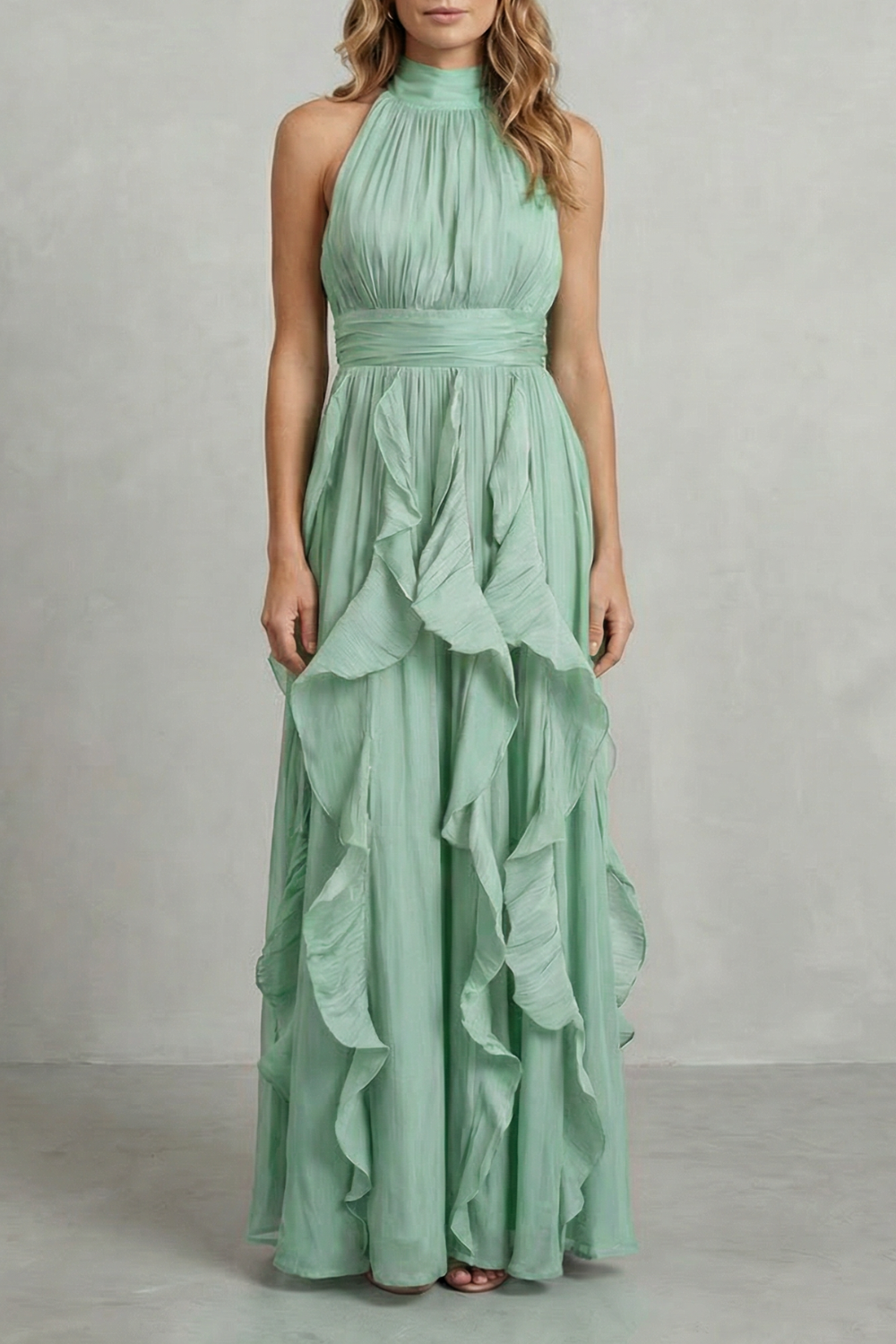 Rosamira – Elegancja z falbanami z szyfonu – Sukienka maxi