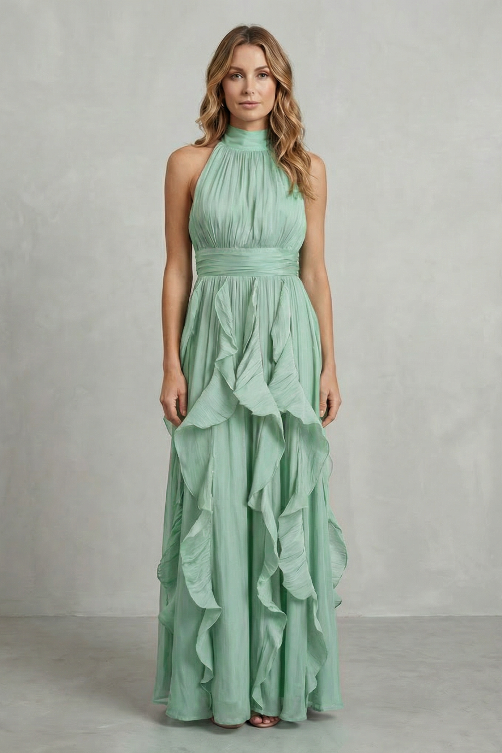 Rosamira – Elegancja z falbanami z szyfonu – Sukienka maxi
