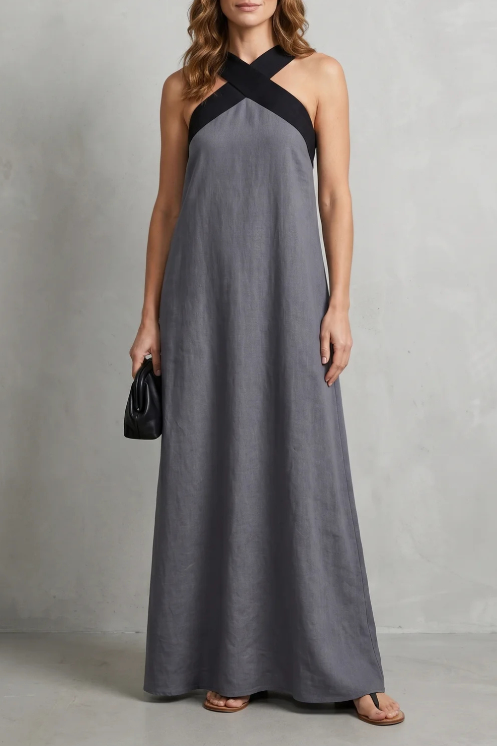 Seravelle – Elegancja z krzyżowym halterem – Sukienka maxi
