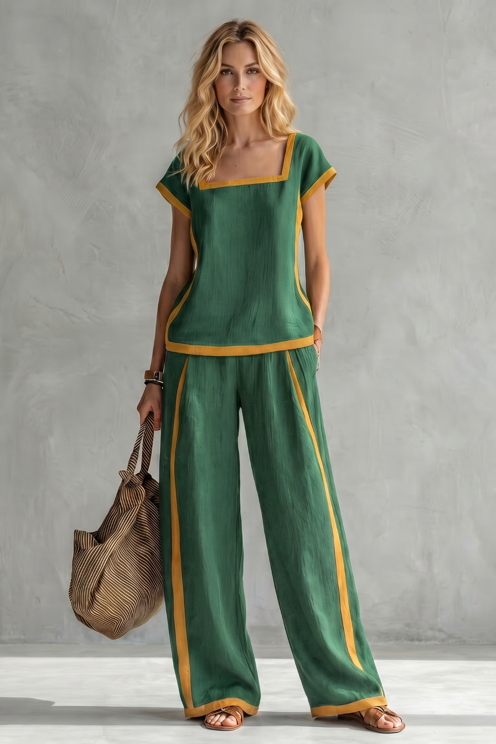 Serelisse – Swobodna sylwetka z kontrastowym wykończeniem – Zestaw dwuczęściowy