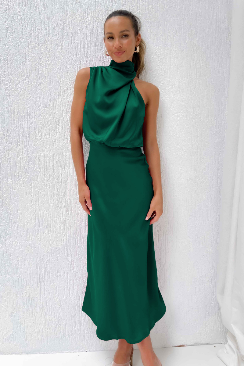 Elianna | Elegancka sukienka midi z asymetrycznym dekoltem