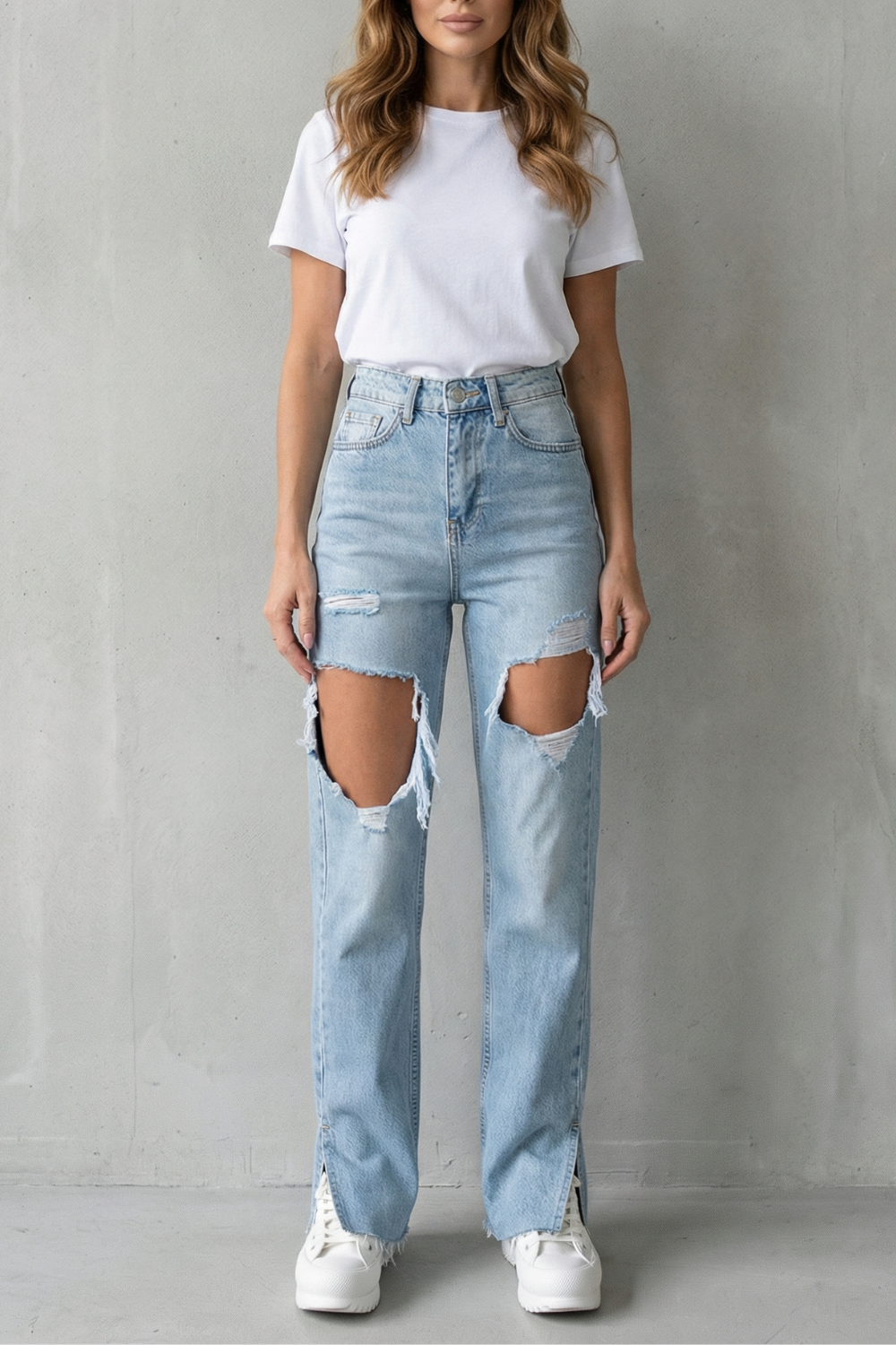 Sorellia – Urban distressed design – Dżinsy proste nogawki