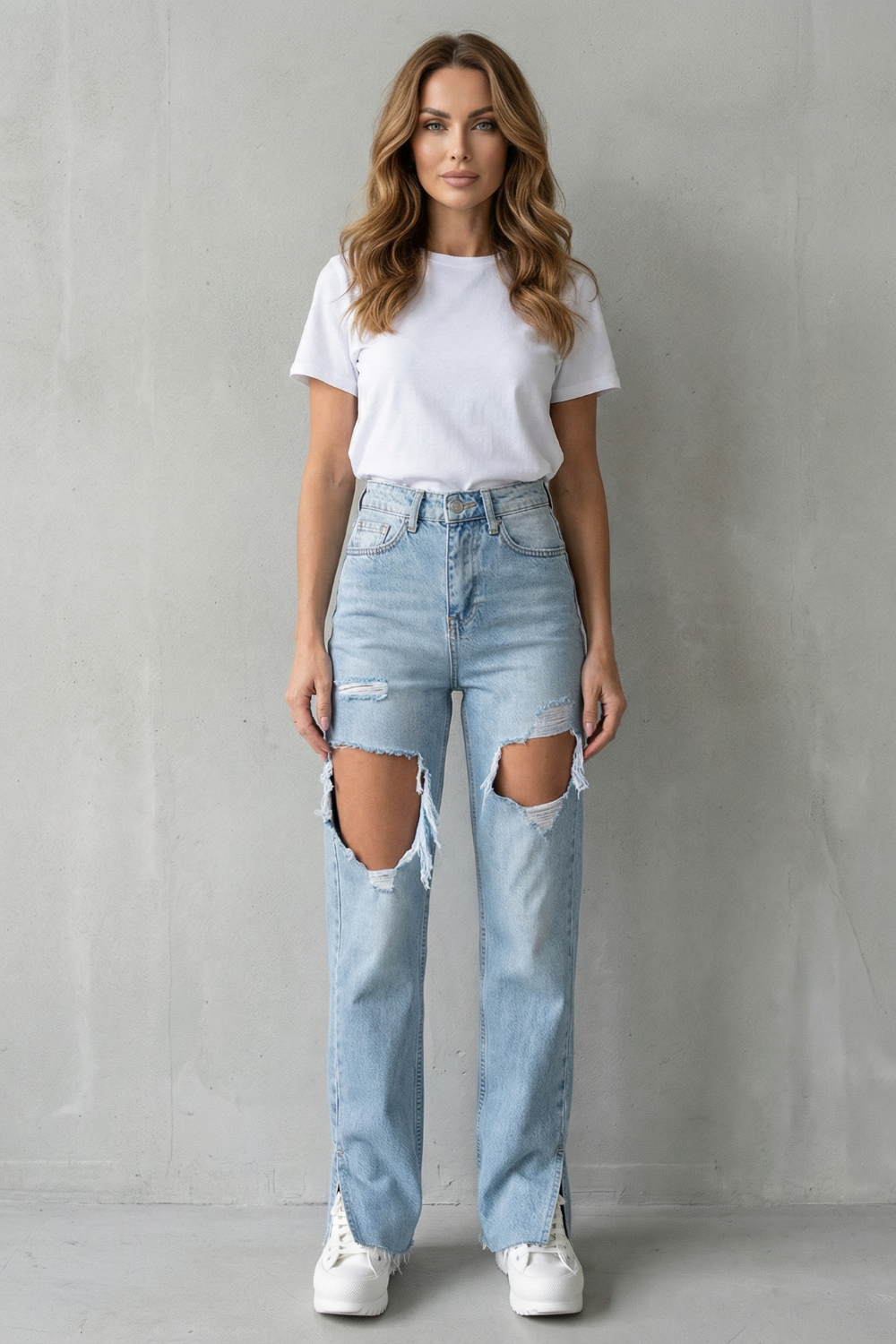 Sorellia – Urban distressed design – Dżinsy proste nogawki