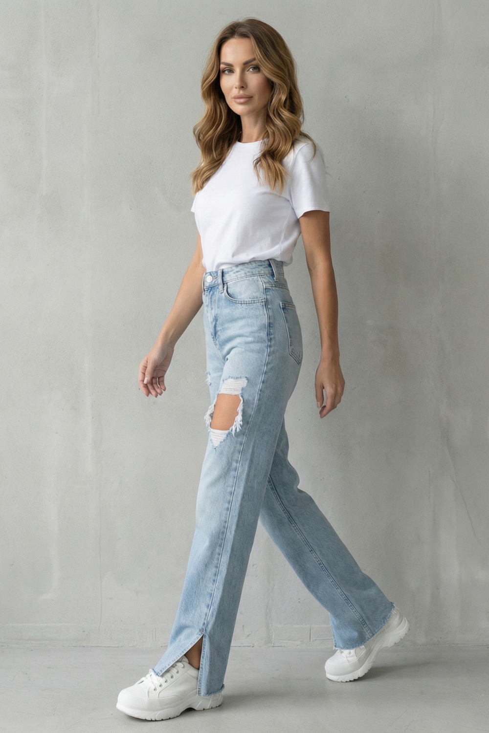 Sorellia – Urban distressed design – Dżinsy proste nogawki