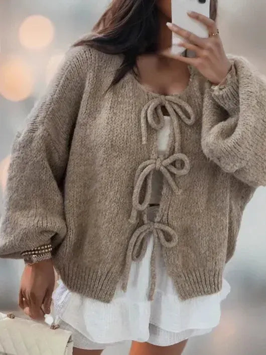 Tamara | Damski Sweter Wiązany z Przodu