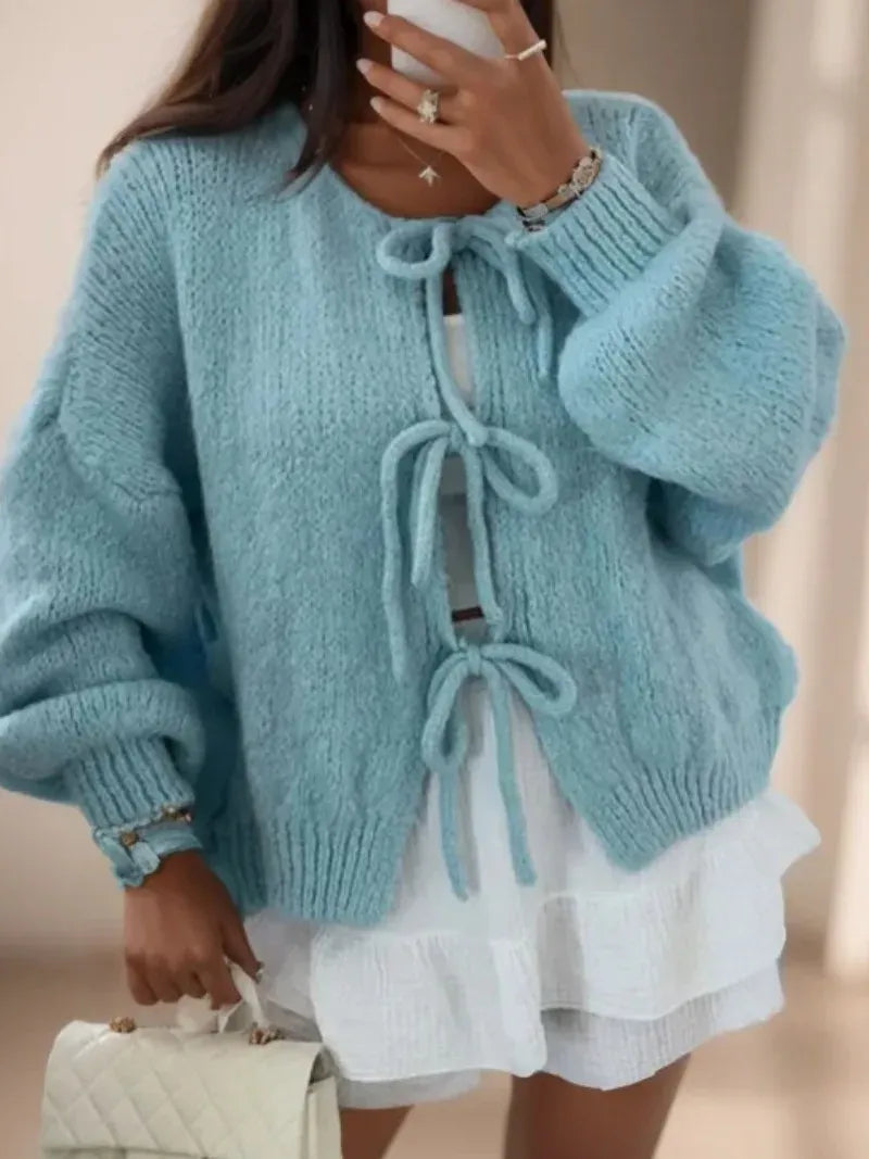 Tamara | Damski Sweter Wiązany z Przodu