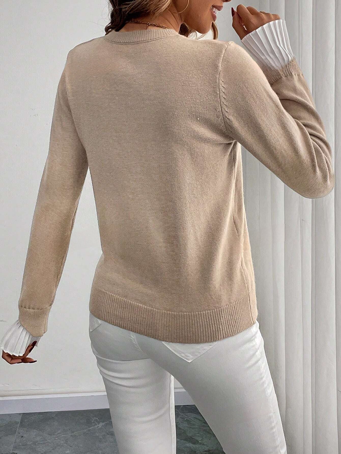 Teofila | Sweter z Rozszerzanymi Rękawami w Luźnym Kroju Damski