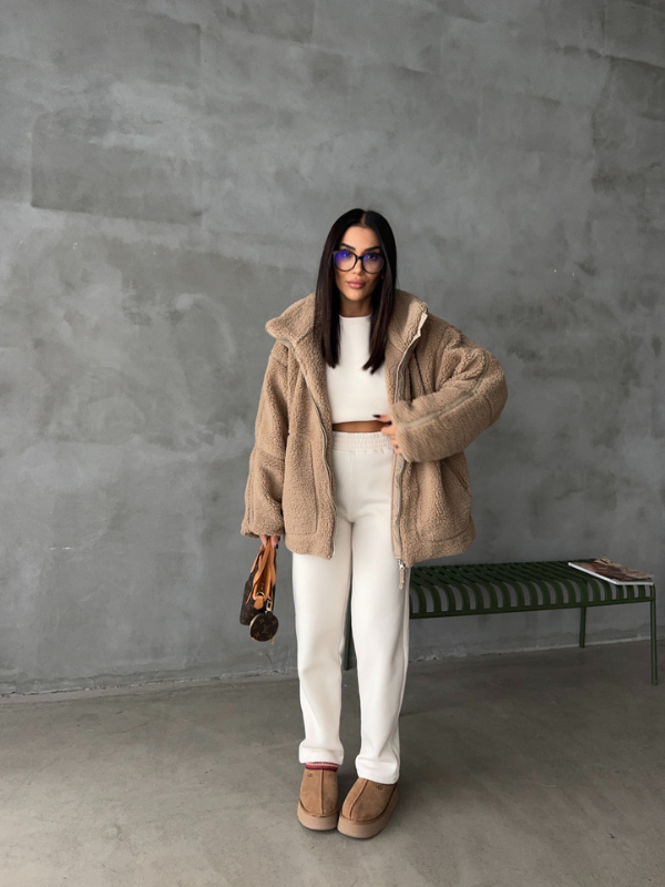 Tessa | Damska Fleece Kurtka z Zamkiem