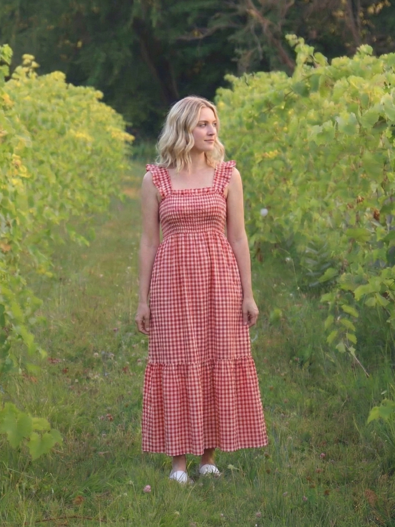 Isolde | Sukienka maxi w kratę z falbanami