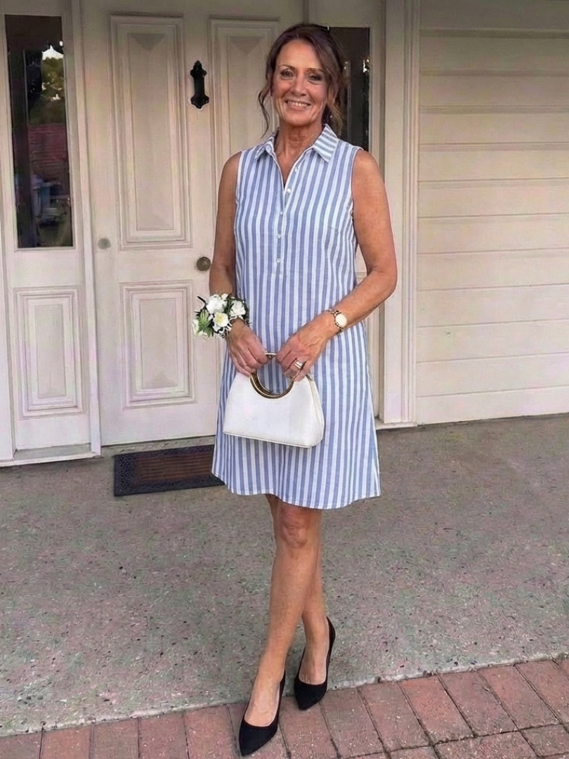 Marielle | Sukienka koszulowa bez rękawów w paski