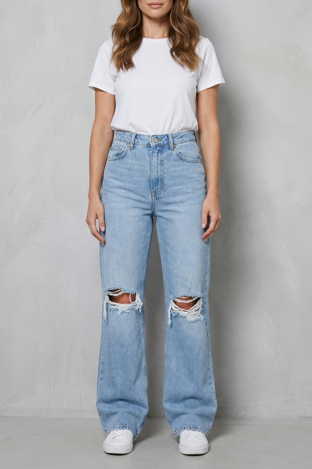 Valerique – Vintage flare silhouette – Przetarte dżinsy