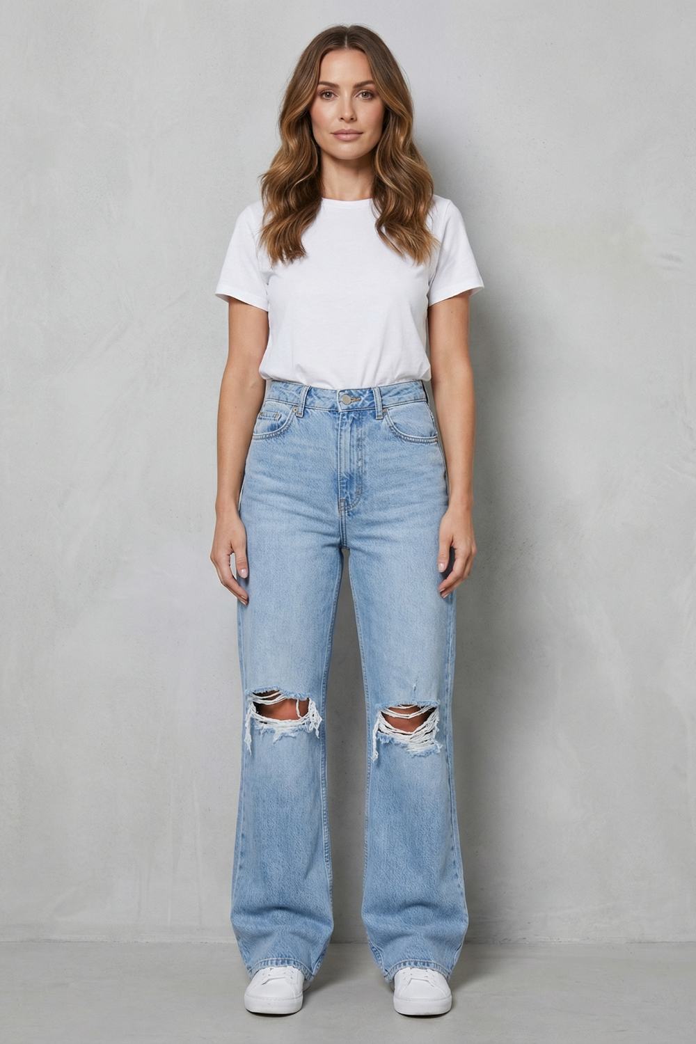 Valerique – Vintage flare silhouette – Przetarte dżinsy