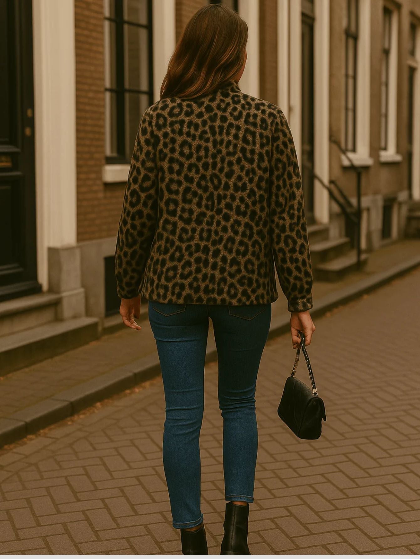 Willow | Kurtka z Wysokim Kołnierzem i Printem w Lamparta