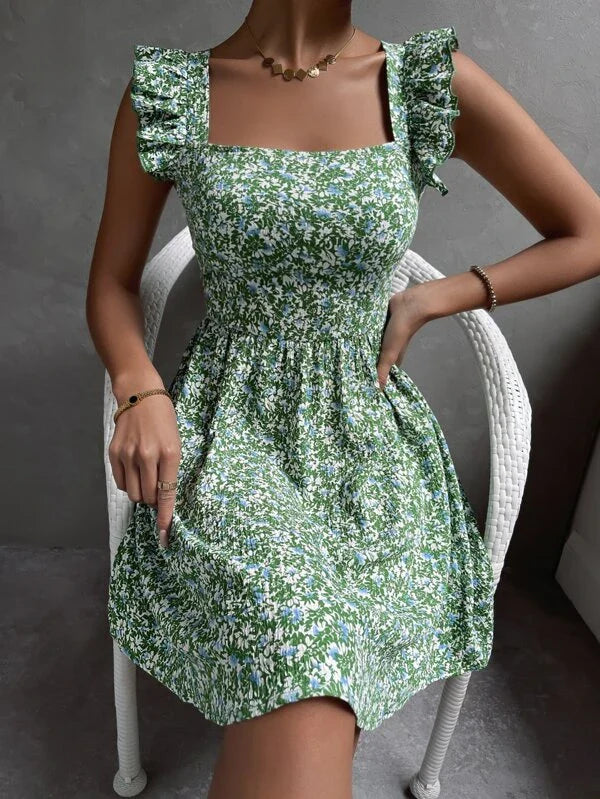 Zofia | Sukienka na Ramiączkach z Elegancką Kokardką