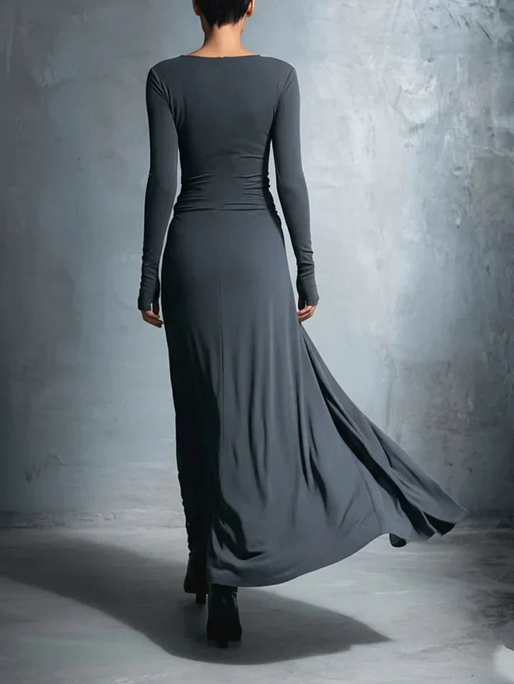 Elegancka Sukienka Maxi z Jersey z Węzłem
