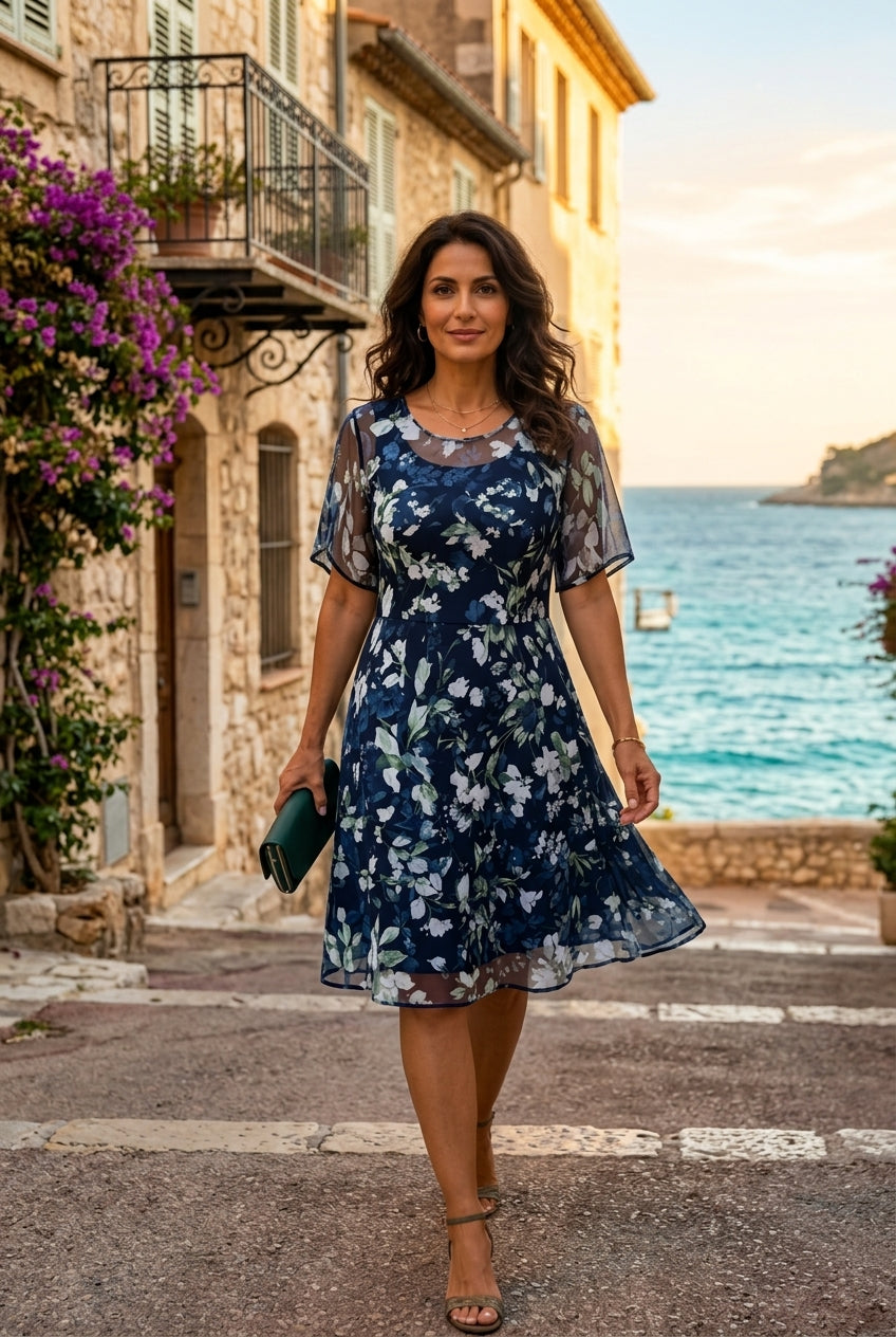Sukienka midi z chiffonu w kwiaty — Naturalna i wyrafinowana elegancja