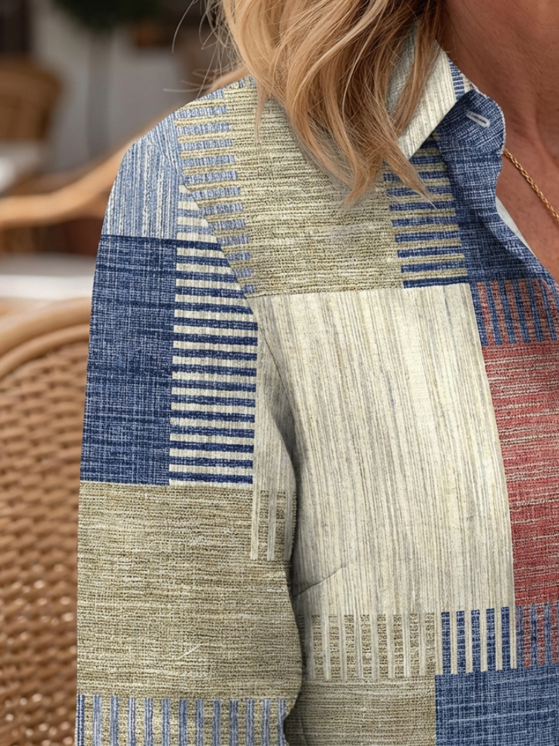 Aurelia | Sukienka koszulowa z guzikiem z przodu w stylu patchwork