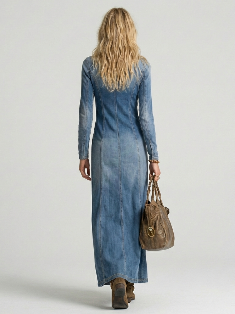 Sienna | Sukienka maxi z denimu z guzikami z przodu