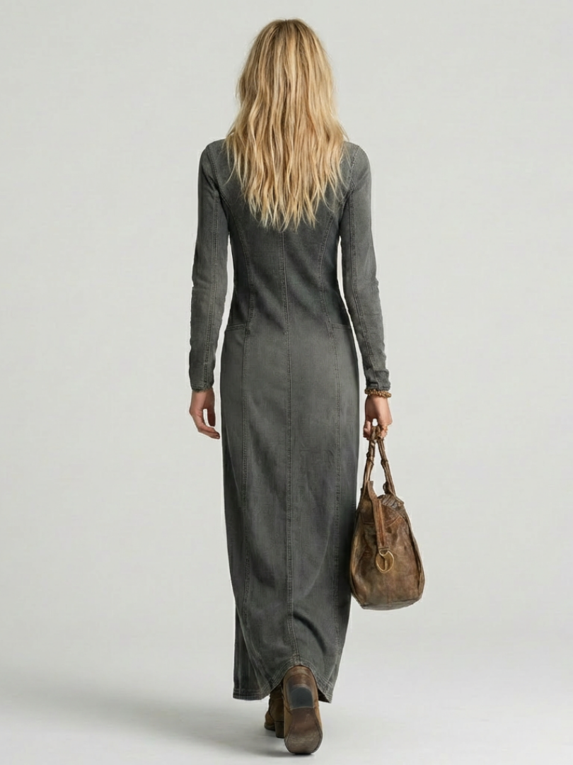 Sienna | Sukienka maxi z denimu z guzikami z przodu
