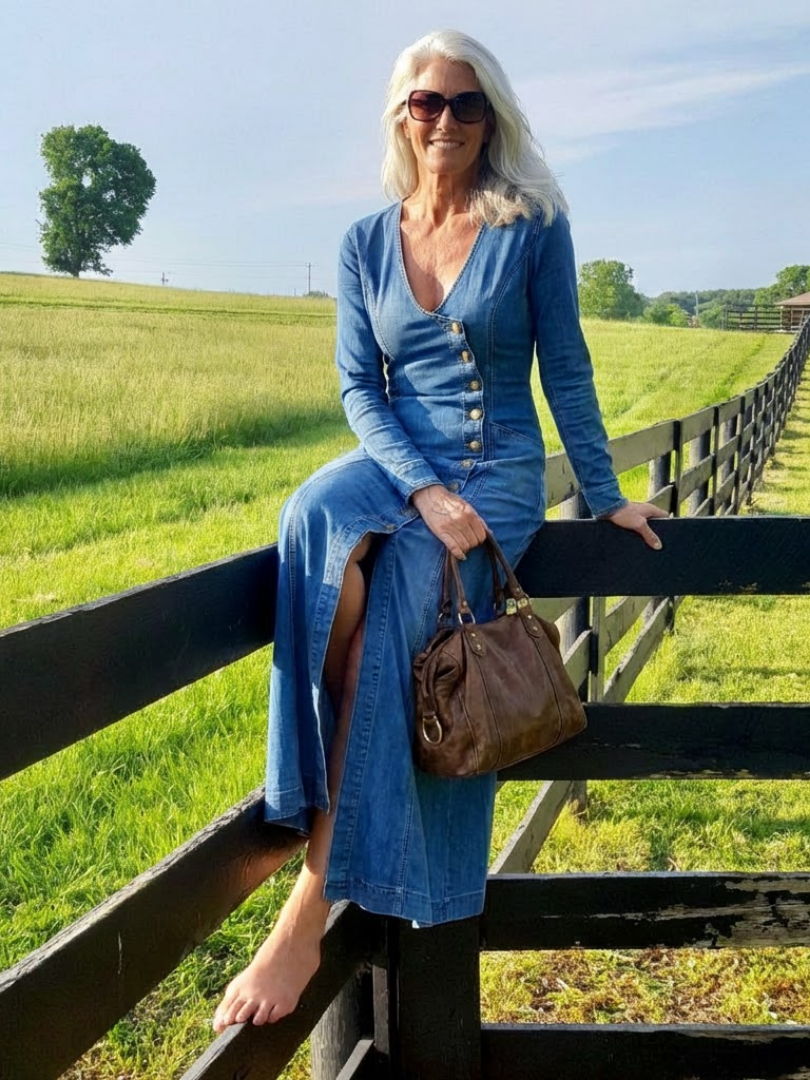 Sienna | Sukienka maxi z denimu z guzikami z przodu